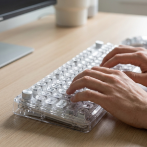 Transparent Crystal Ice-Cube Wireless Keyboard - Silent, Backlit, Keyboard or Set