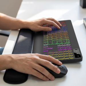 Wireless Keyboard & Mouse Set - Cushioned Wrist Rest, 2.4G, Silent, Backlit, Rechargeable