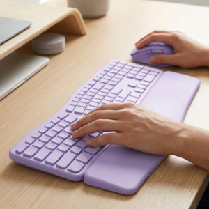 Ergonomic Wireless Keyboard & Mouse Set - Silent 2.4G, 110-Key with Multimedia Keys
