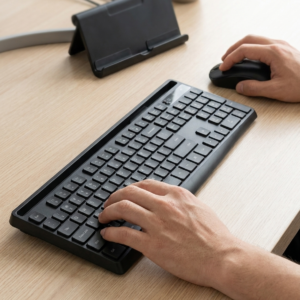 Wireless Keyboard & Mouse Set with Phone/Tablet Holder - 2.4G Full-Size, Plug & Play
