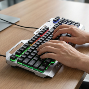 Wired Mechanical Gaming Keyboard - Metal Panel, Backlit, USB (Optional Mouse)