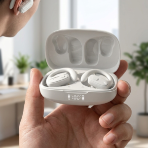 Open-Ear Sport Earphones - Bluetooth 5.4 with Digital Display Charging Case