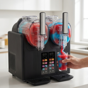 Double-Cylinder Slush & Ice-Cream Maker - 2x2L Twin-Flavour Smoothie Machine (UK Plug)