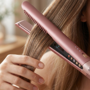 Ionic Ceramic Hair Straightener Comb - Wet & Dry Fast-Heat Flat Iron (UK Plug)
