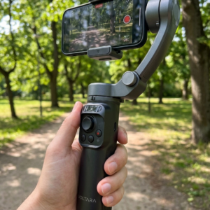 Handheld 3-Axis Phone Gimbal Stabiliser - AI Face Tracking & Fill Light