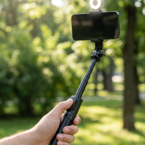 Selfie Stick & Tripod with LED Fill Light - 1m Bluetooth, Anti-Shake Travel Stand