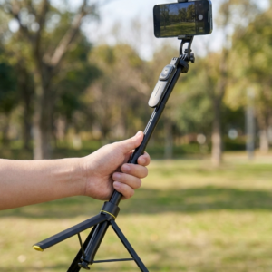 Selfie Stick with Quadpod Stand - 1.8m Extendable, Bluetooth Remote, Anti-Shake